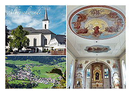 Alberschwende im Bregenzerwald, Pfarrkirche St. Martin mit Dorflinde, Vorarlberg, Österreich