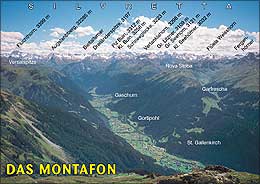 Das Montafon, Panorama vom Montafon gegen Silvretta, Vorarlberg, Österreich
