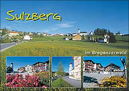 6-teiliges Leporello im Postkartenformat von Sulzberg mit ausführlicher Ortsbeschreibung auf der Rückseite