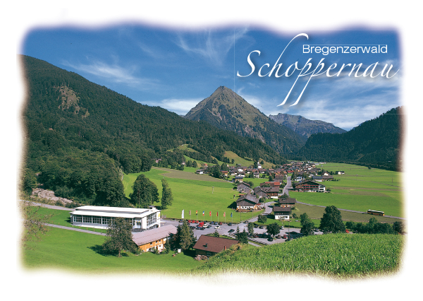 Schoppernau im Bregenzerwald gegen Üntschenspitze, Vorarlberg, Österreich