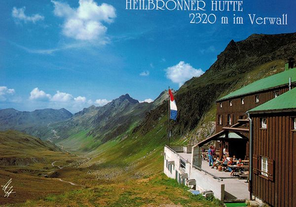 Neue Heilbronner Hütte, 2320m, im Verwall gegen Verbellental und Versalspitze, Vorarlberg, Österreich