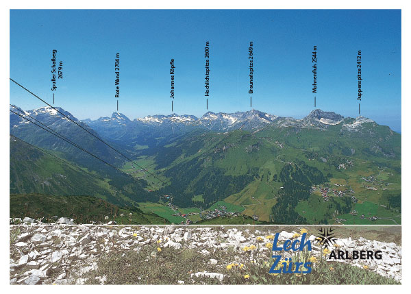 Aussicht auf Lech und Oberlech,
Lechquellengebirge, Lech am Arlberg,
Vorarlberg, Österreich