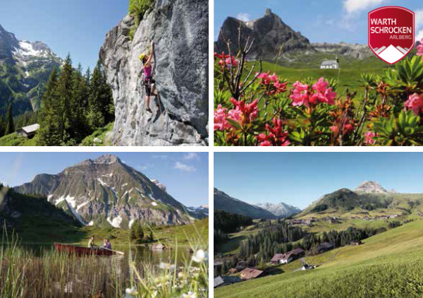 Warth-Schröcken Arlberg,
Klettergarten Schrofenwies,
Widderstein 2.533m,
Körbersee, Warth 1.495m
Vorarlberg, Österreich