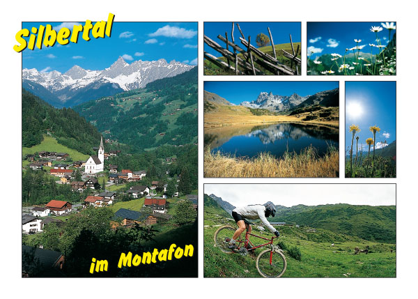 SILBERTAL im Montafon, gegen Zimba und Vandanser
Steinwand, Pfannensee gegen Patteriol, Mountainbiker
auf der Wasserstubenalpe, Vorarlberg, Österreich