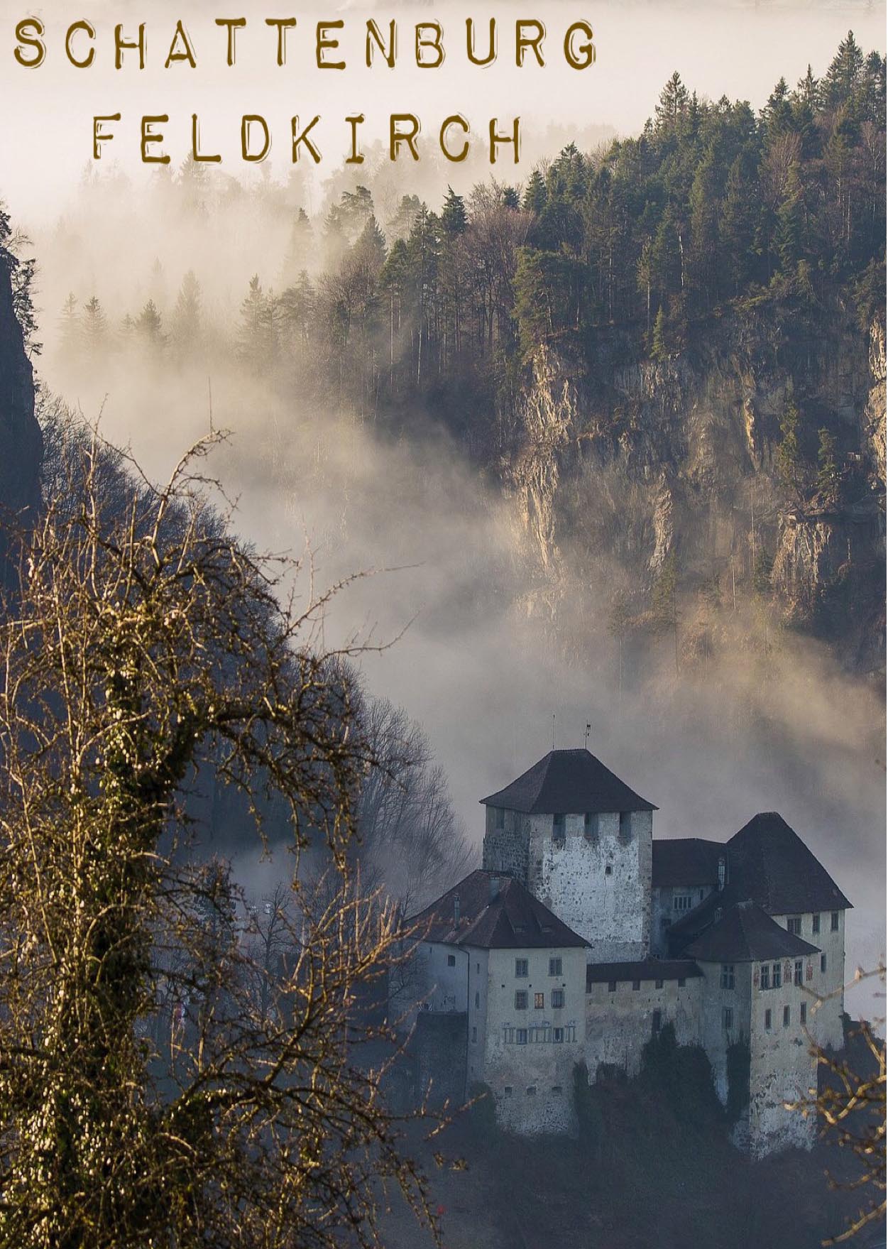 Hochmittelalterliche Schattenburg oberhalb der Stadt Feldkirch Vorarlberg, Österreich