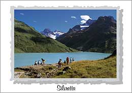 Rundwanderweg um den Silvretta-Stausee von der Bieler Höhe aus, 2071 m, Scheitelpunkt zwischen Vorarlberg und Tirol, Österreich