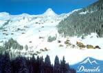 Damüls 1431 m, im Bregenzerwald gegen Mittagsspitze, 2095 m, Vorarlberg, Österreich