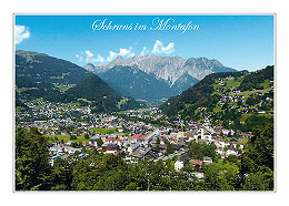 Schruns im Montafon gegen Zimba und Vandanser Steinwand, Vorarlberg, Österreich