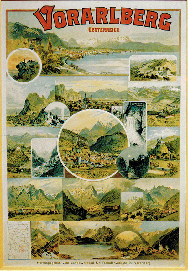 1.Vorarlberger Tourismus-Plakat 1894 gestaltet von akad. Maler Jacob Jehly